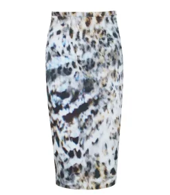 Elastische gabardine kokerrok met luipaardprint DAMES Rokken