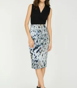 Elastische gabardine kokerrok met luipaardprint DAMES Rokken
