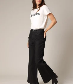 DAMES Deeluxe ELDA - Wijde jeans met discrete strass-steentjes en een trendy snit