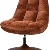 Outlet Elvi Draaifauteuil - Chenille Structuur - Roestbruin - 81x73x84 Zetels