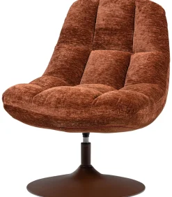 Outlet Elvi Draaifauteuil - Chenille Structuur - Roestbruin - 81x73x84 Zetels