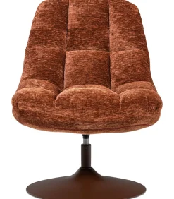 Outlet Elvi Draaifauteuil - Chenille Structuur - Roestbruin - 81x73x84 Zetels