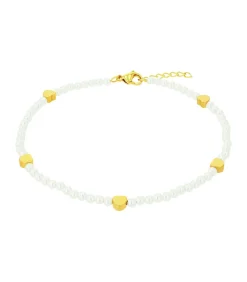 Clearance Enkelband voor dames, roestvrij staal, glaskraal | hartje DAMES Armbanden