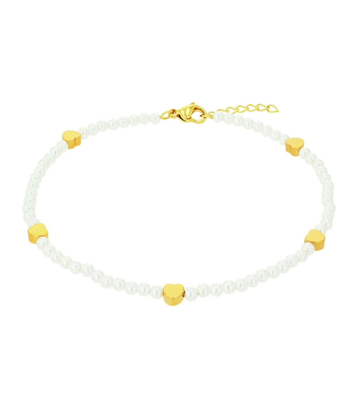 Clearance Enkelband voor dames, roestvrij staal, glaskraal | hartje DAMES Armbanden