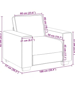 vidaXL Fauteuil 60 cm corduroy stof donkergrijs