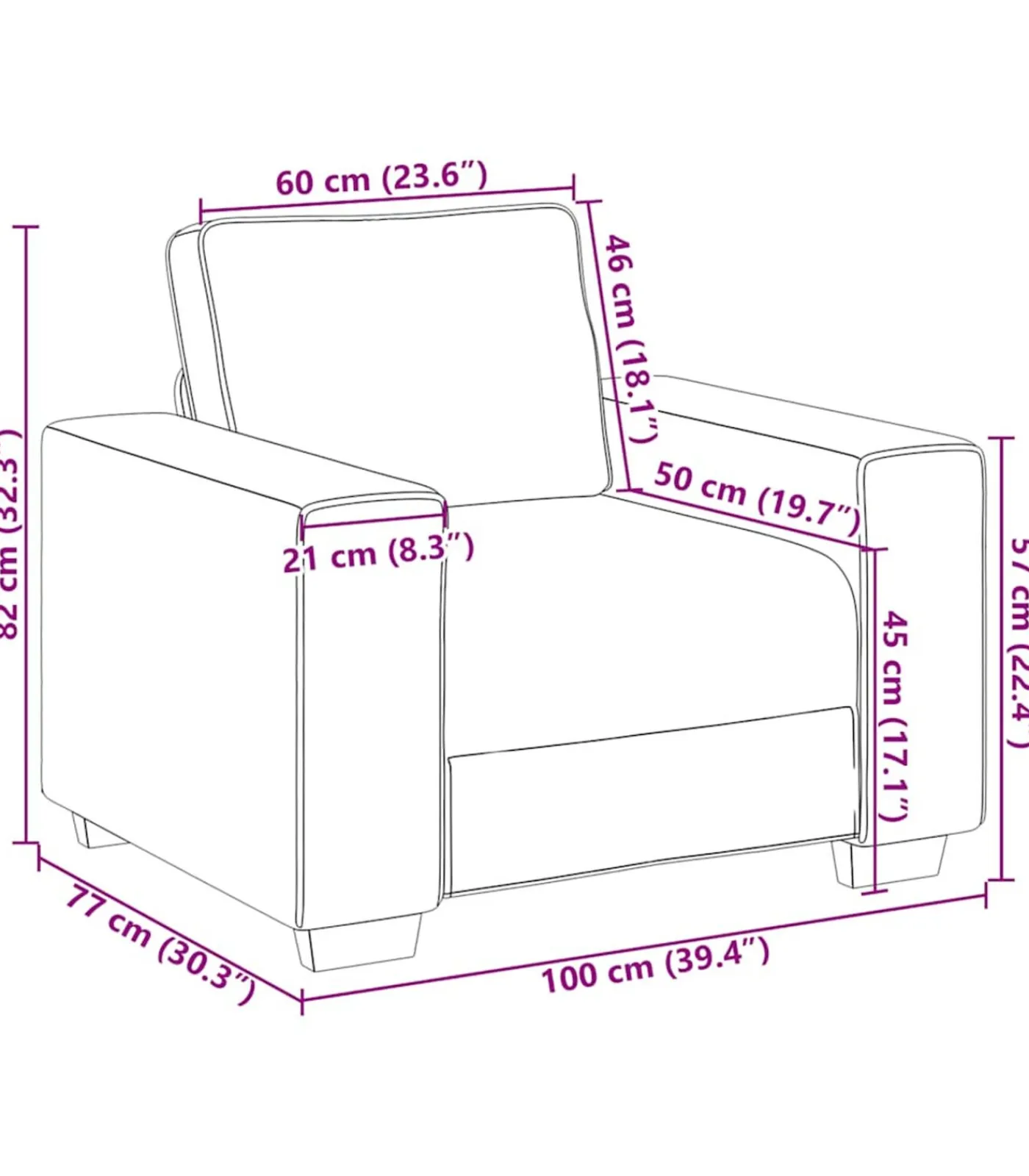 vidaXL Fauteuil 60 cm corduroy stof donkergrijs