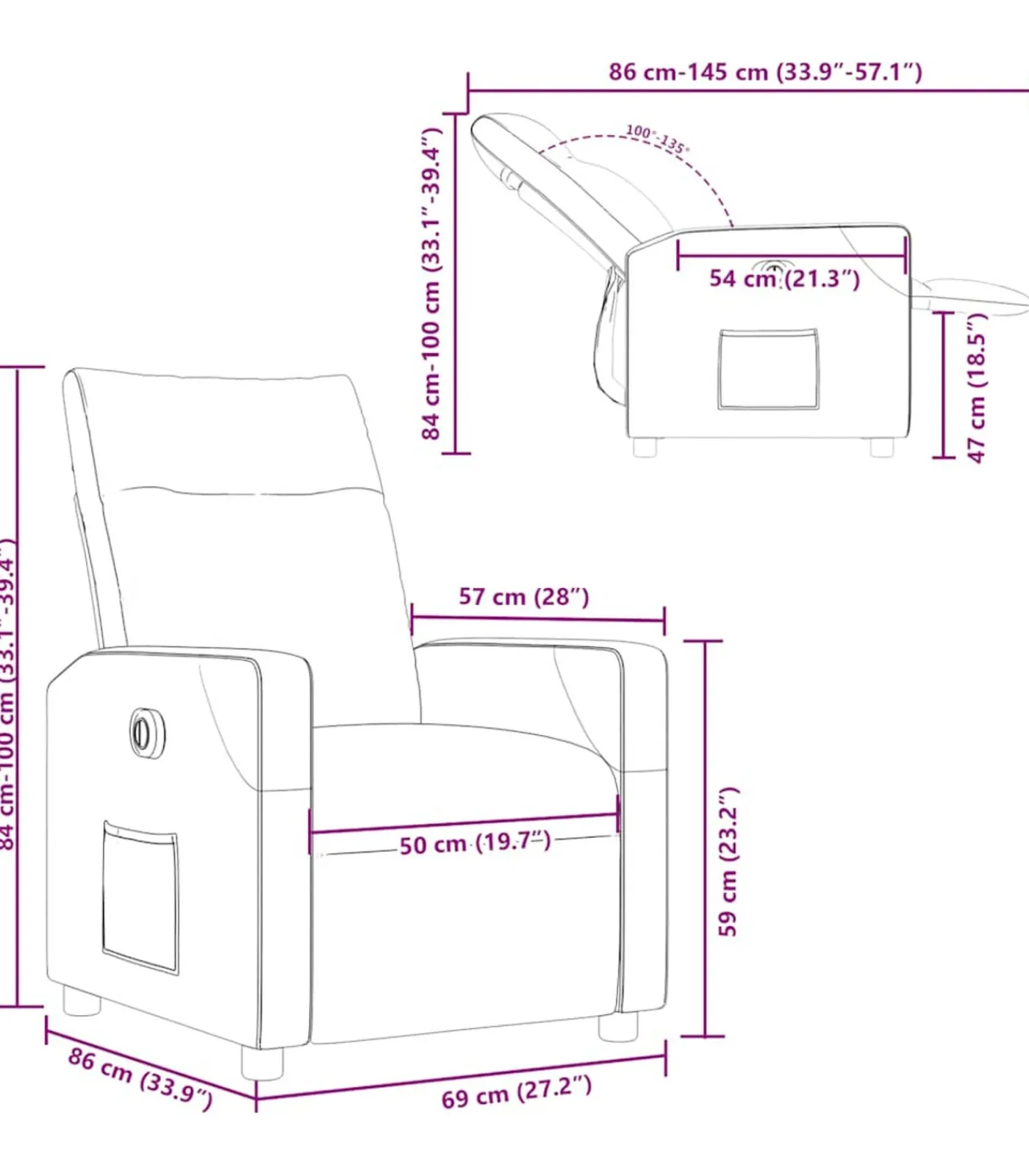 Clearance Fauteuil verstelbaar elektrisch stof taupe Zetels