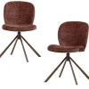 WOOOD Femke Eetkamerstoelen - Chenille - Bruin- Set van 2