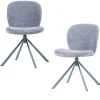 New Femke Eetkamerstoelen - Chenille - Blauw - Set van 2 Stoelen