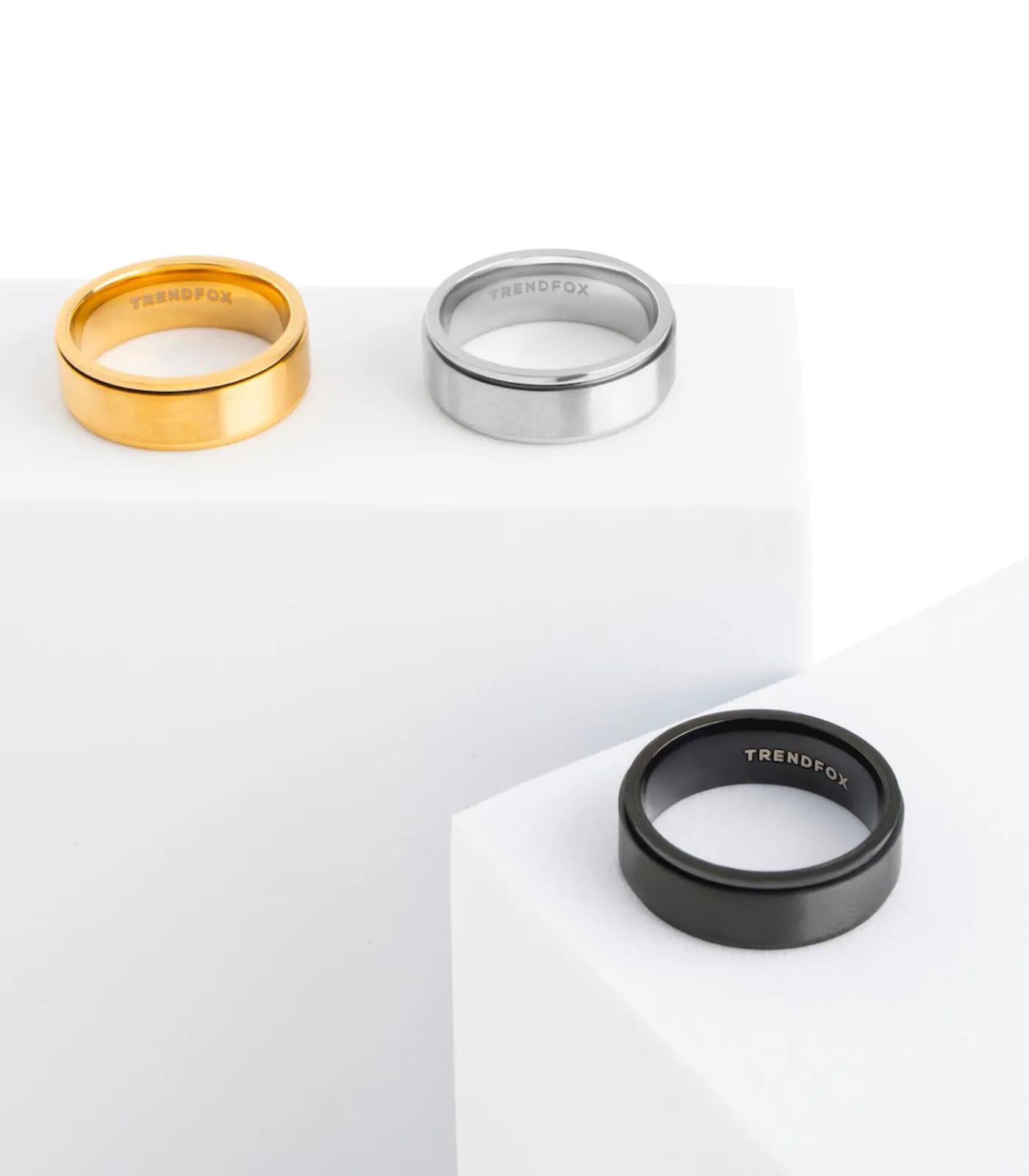 Heren TrendFox Fidget Ring - Spinner - Zwart - Staal