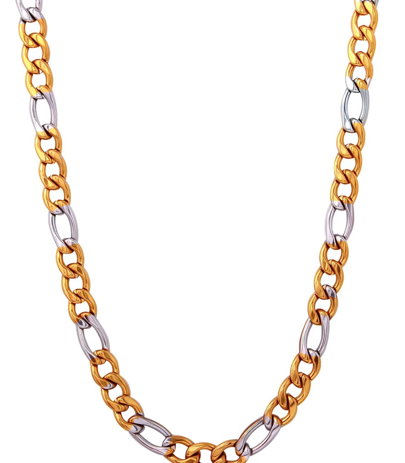 Figaro Ketting - 6mm - Zilver / Goud Kleurig - Staal - 60cm Heren Kettingen