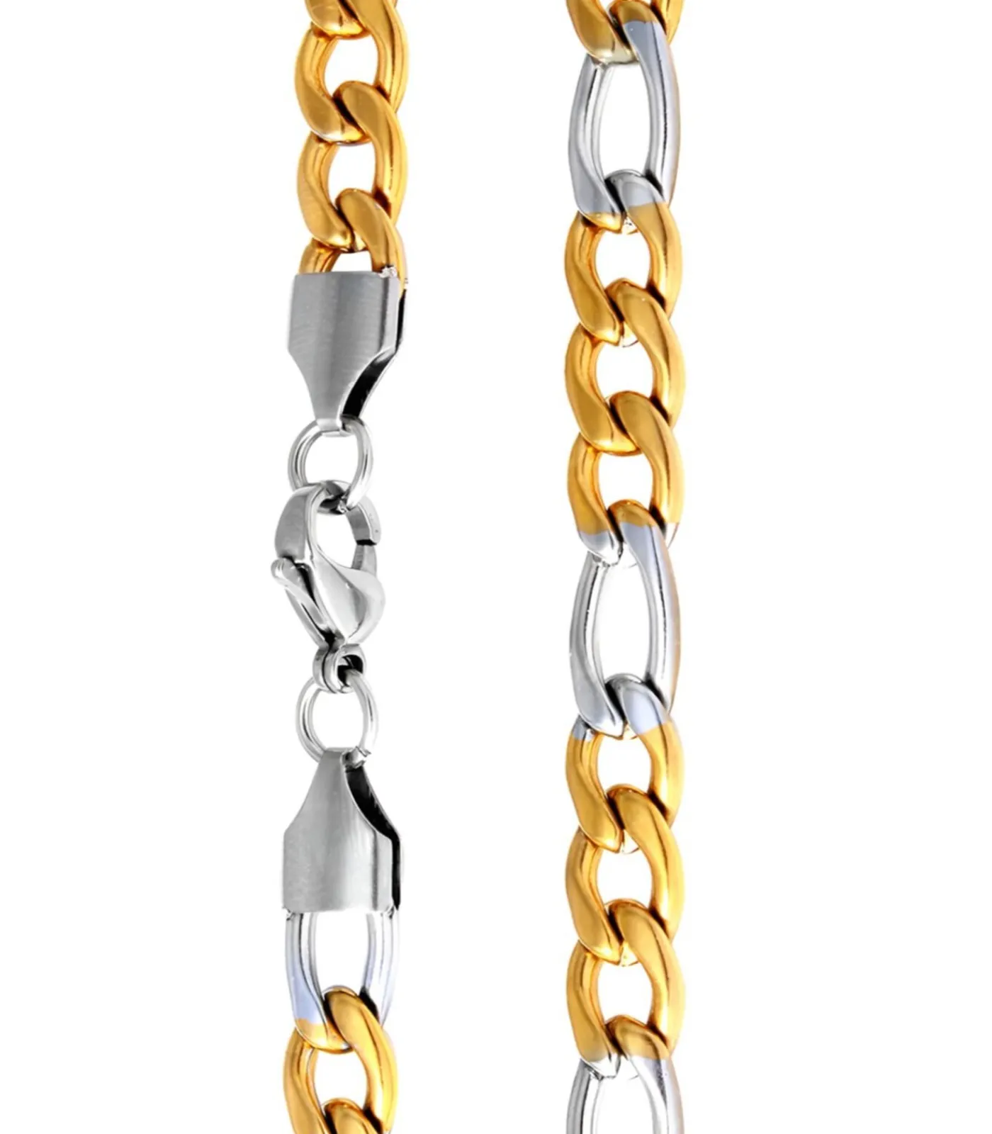 Figaro Ketting - 6mm - Zilver / Goud Kleurig - Staal - 60cm Heren Kettingen