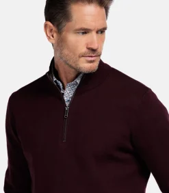 New Fijngebreid katoen-cashmere trui - Dark Mauve Heren Truien & Cardigans