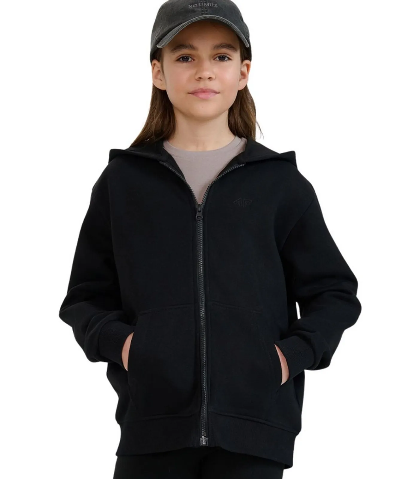 Sale JWMM00TSWSF1861 - Trui met kap Met Volledige Ritssluiting - Zwart Kinderen Truien & Vesten