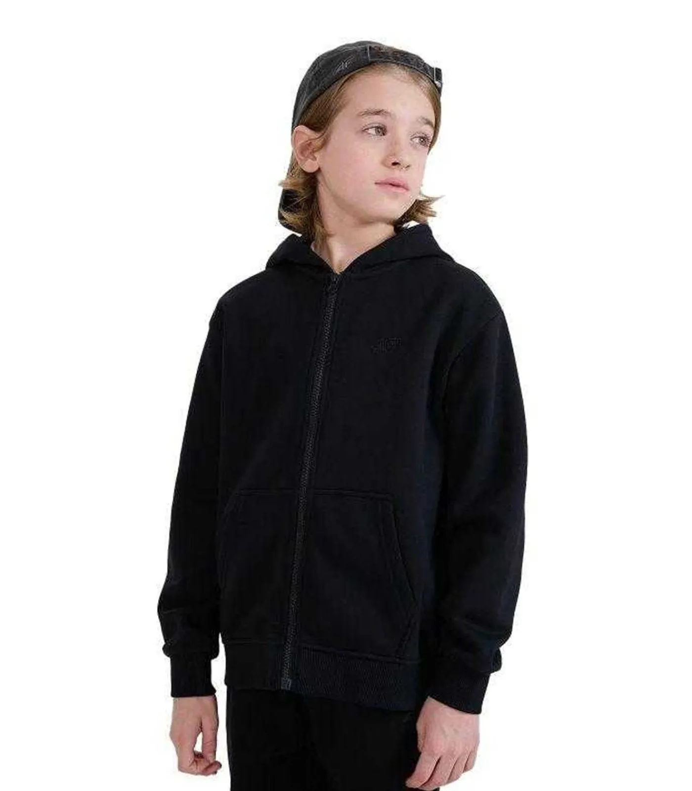 Clearance JWMM00TSWSM1859 - Trui met kap Met Volledige Ritssluiting - Zwart Kinderen Truien & Vesten