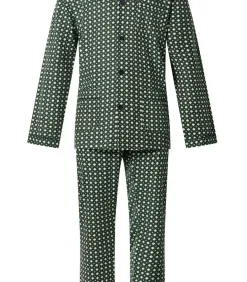 Heren Gentlemen Flanellen heren pyjama - 9442 - Groen - 100% katoen - Warme pyjama