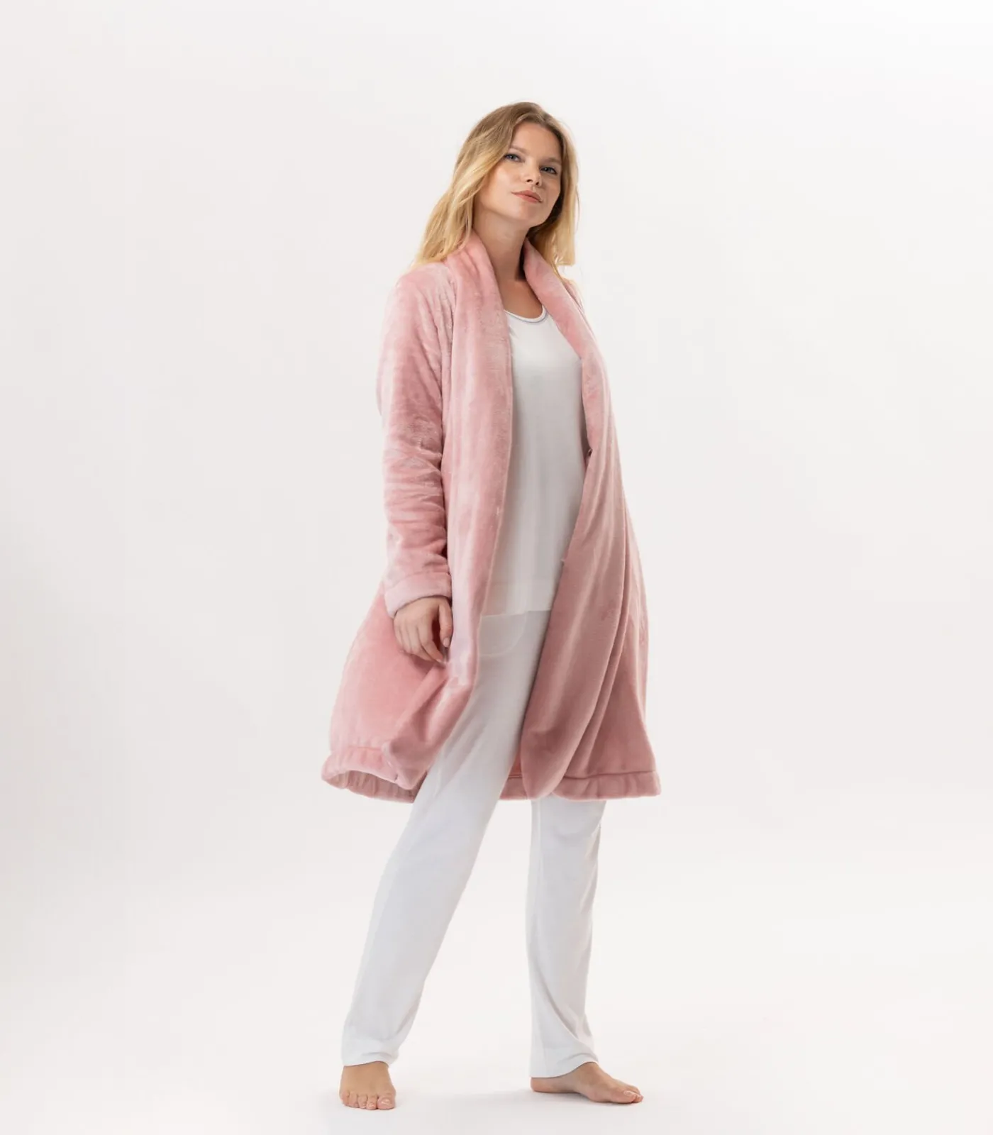 Sale Flanellen pluche jas ESSENTIEL H55B DAMES Loungewear