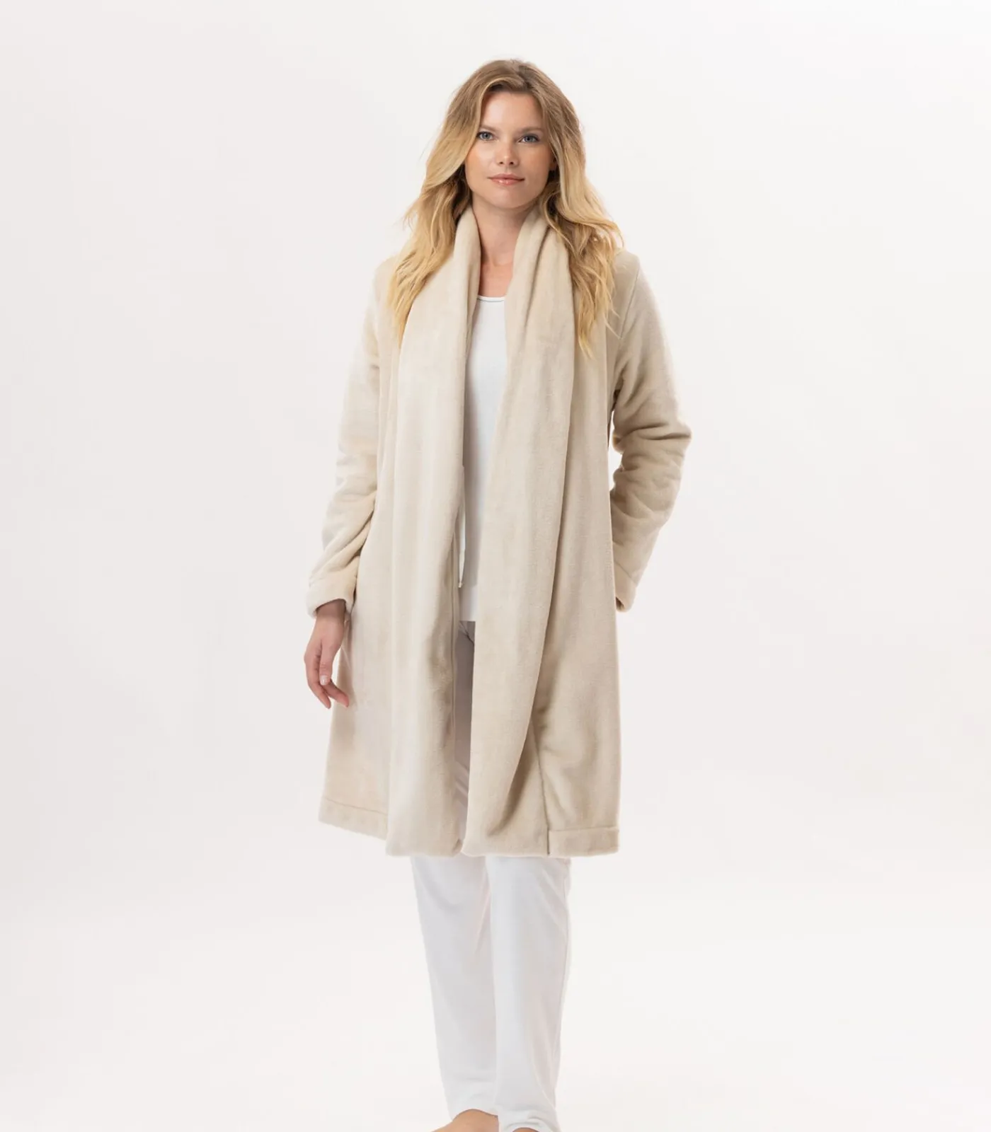 Sale Flanellen pluche jas ESSENTIEL H55B DAMES Loungewear