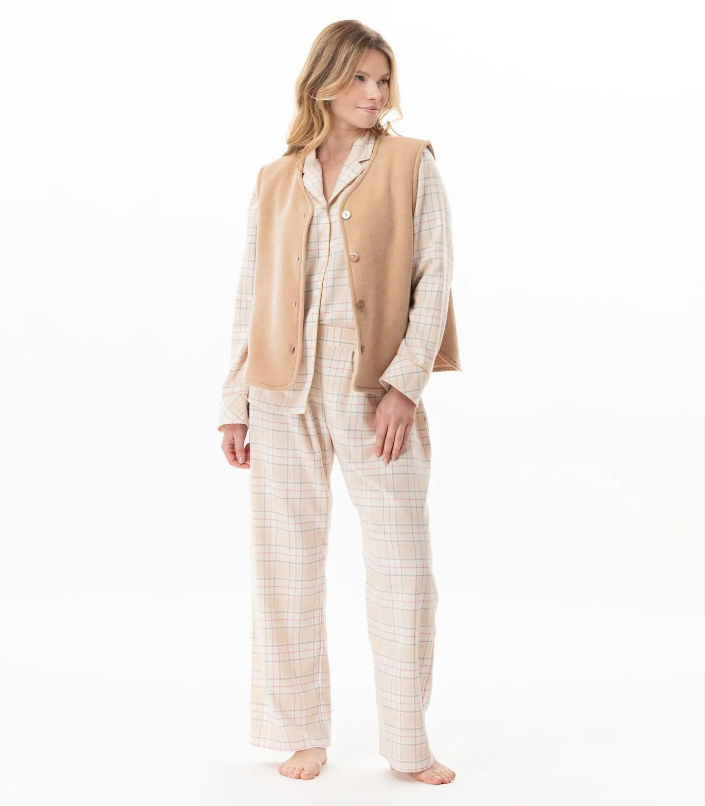 DAMES LE CHAT Flanellen pluche vest MONTAUK 130