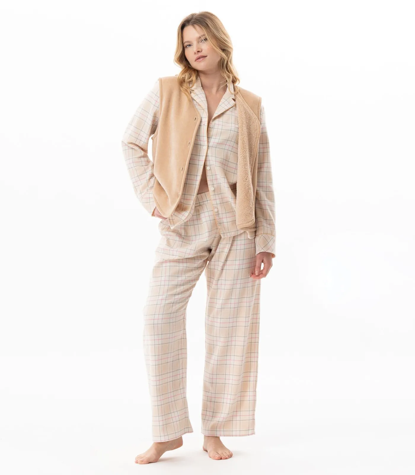 DAMES LE CHAT Flanellen pluche vest MONTAUK 130