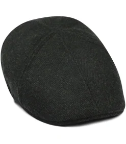 Discount Flat Cap Wool Herringbone Donkergroen Heren Hoeden & Petten