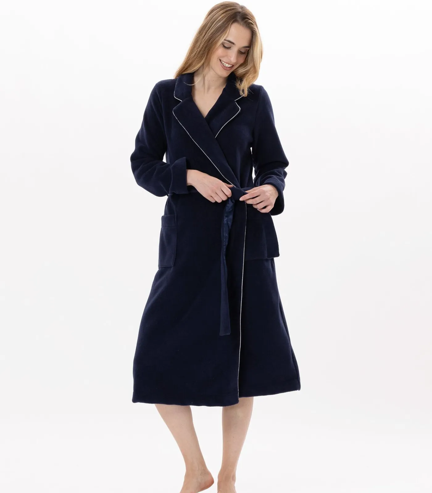 Sale Fleece badjas met overslag ESSENTIEL H65A DAMES Loungewear