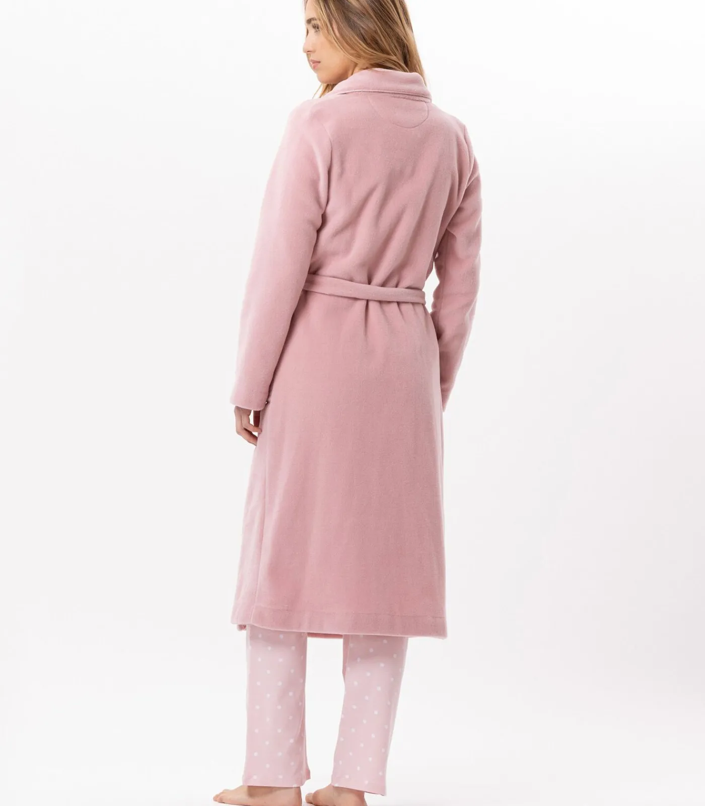 Outlet Fleece badjas met overslag ESSENTIEL H65A DAMES Loungewear