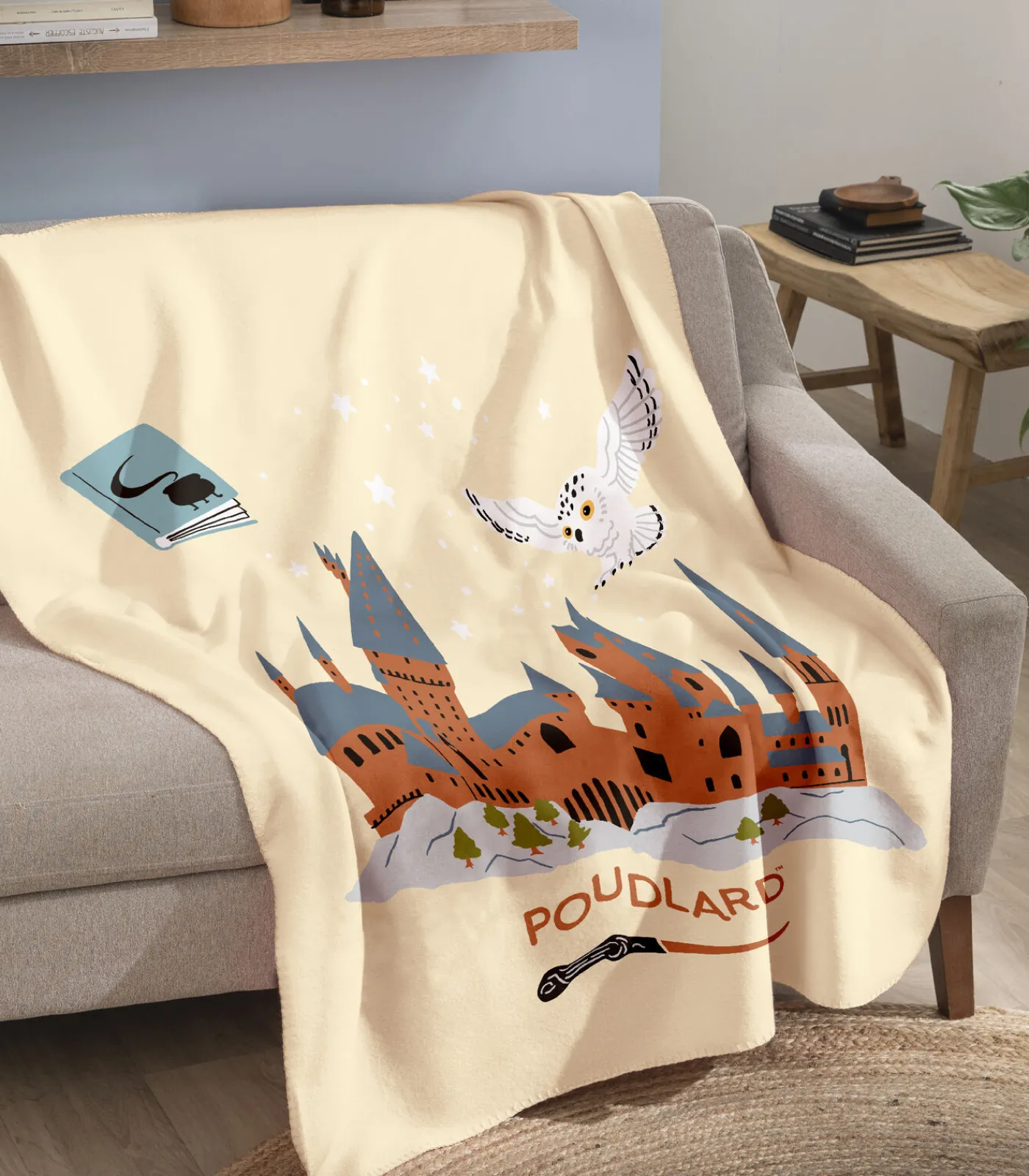 Clearance Fleece deken met print, 100% polyester, HEDWIGE SCHOOL Bedspreien