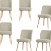Clearance Force Eetkamerstoelen - Naturel - Grijs - Set van 6 Stoelen