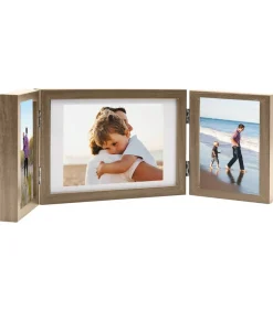 vidaXL Fotolijst drieluik 28x18 cm+2x(13x18 cm) lichtbruin
