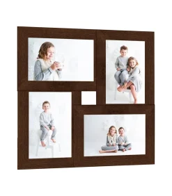 vidaXL Fotolijst voor 4x(10x15 cm) foto MDF donkerbruin