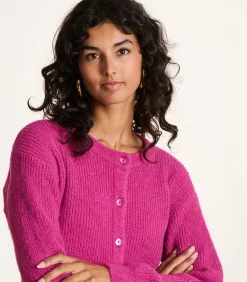 DAMES La Fée Maraboutée Fuchsia roze geribbelde gebreide gilet