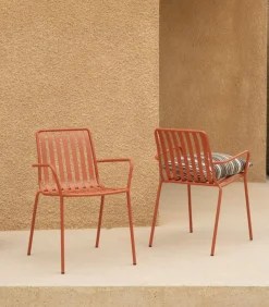 Clearance Gaby - Oranje metalen leunstoel Tuinmeubelen