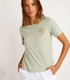 Clearance Geborduurd T-shirt in amandelkleur WAKEY JOLLYTEE DAMES T-Shirts & Tops