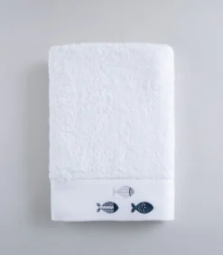 Sale Geborduurde badhanddoek Delmy 85x150 cm Wit Handdoeken