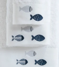 Sale Geborduurde badhanddoek Delmy 85x150 cm Wit Handdoeken