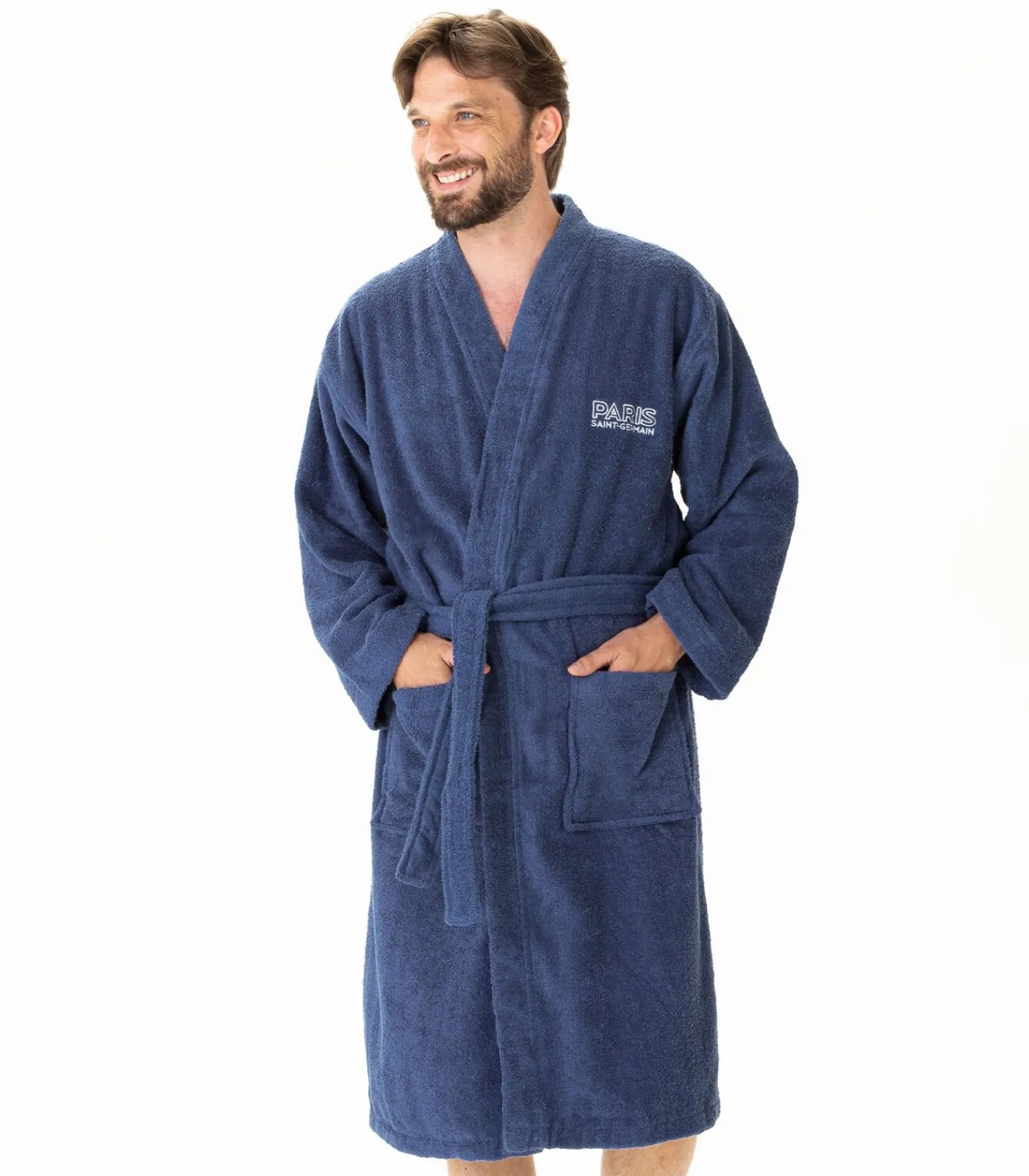 DAMES PSG Geborduurde badjas met kimonokraag 100% katoen, Paris Saint Germain PARISIAN