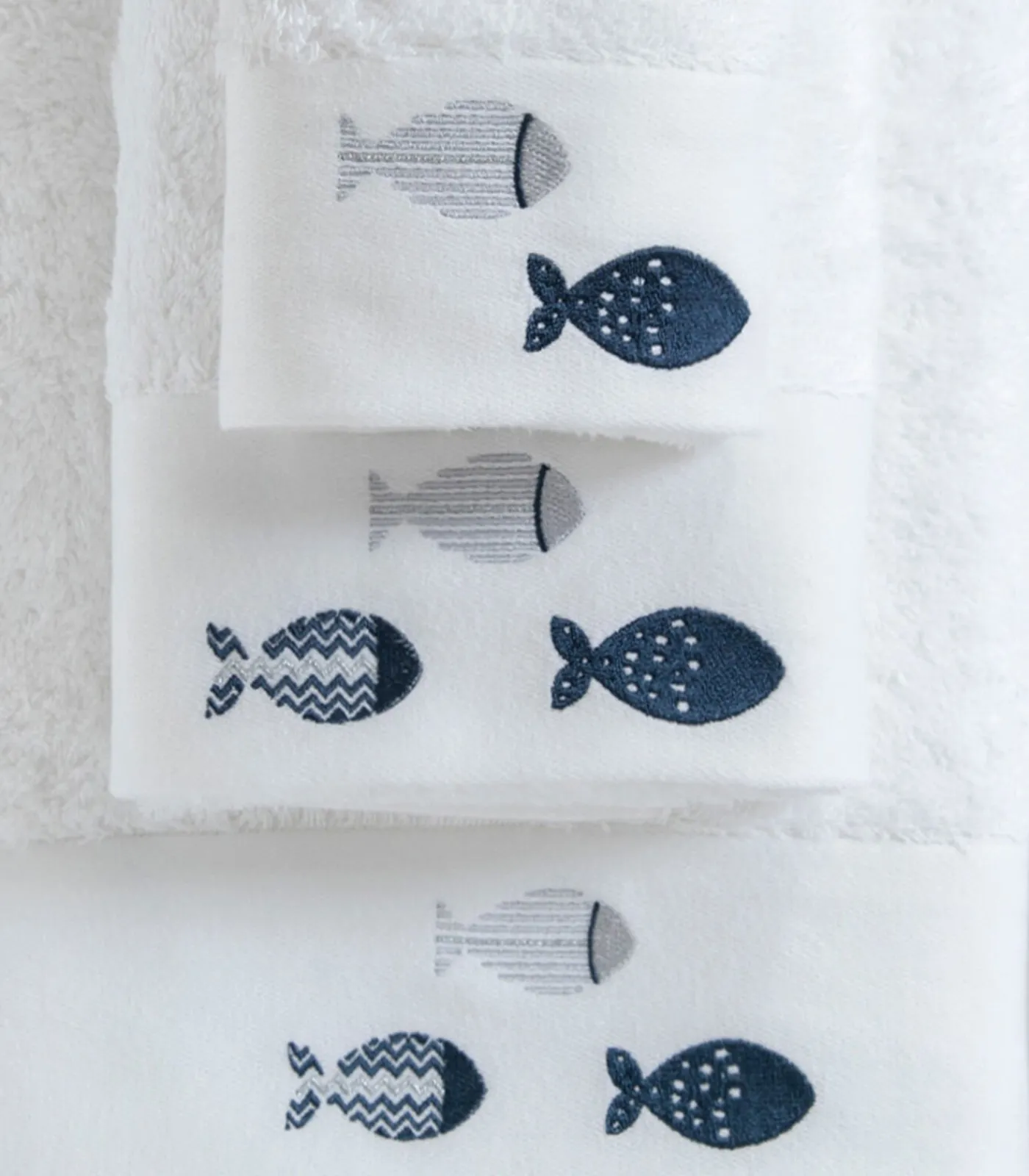 Online Geborduurde gezichtshanddoek Delmy 50x90 cm Wit Handdoeken