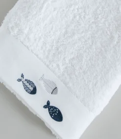 Chakra Geborduurde handdoek Delmy 30x50 cm Wit