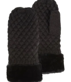 Best Gebreide dameswanten Zwarte bontrand DAMES Handschoenen