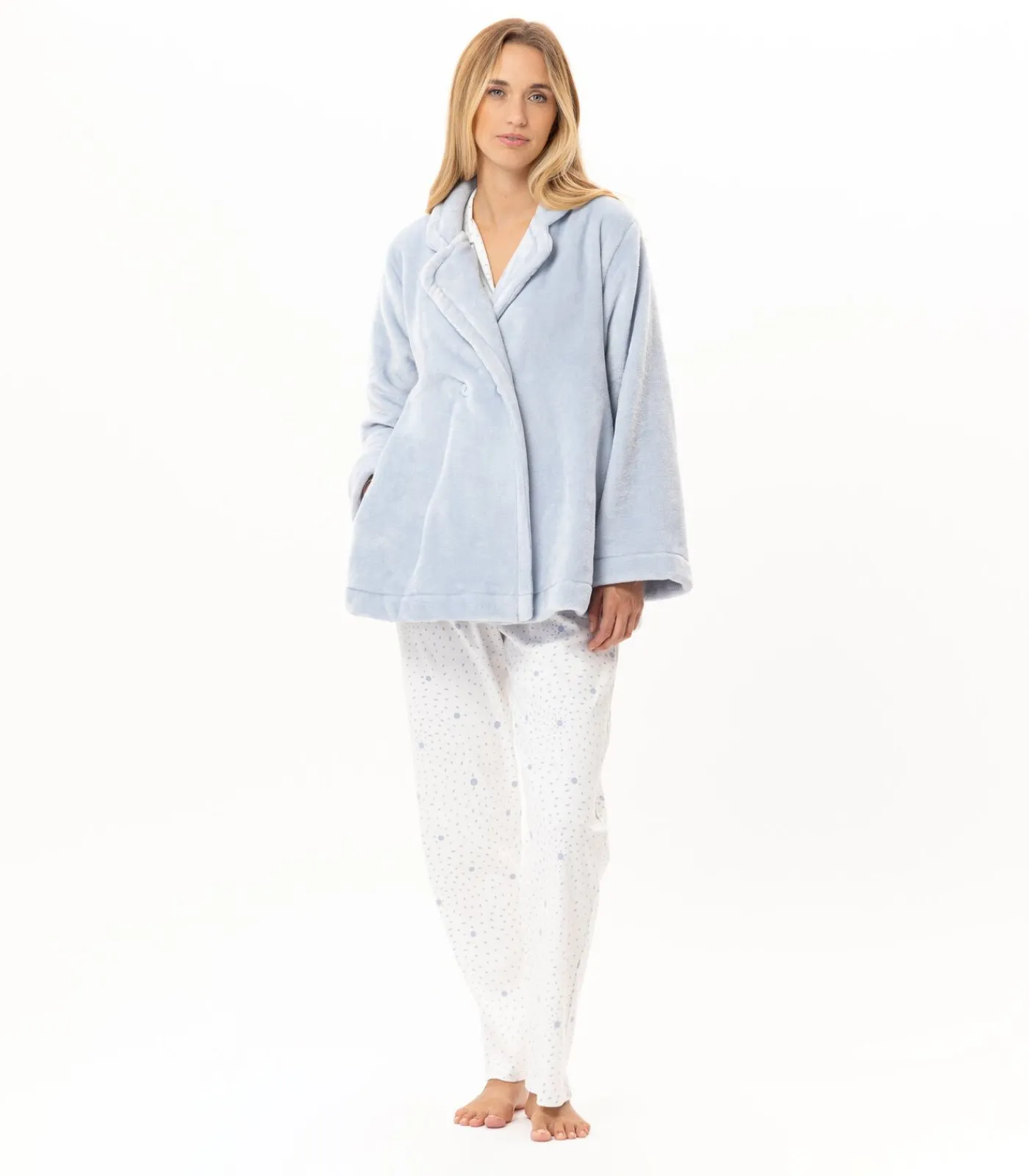 DAMES LE CHAT Geknoopt jasje van pluche flanel ESSENTIEL H77A