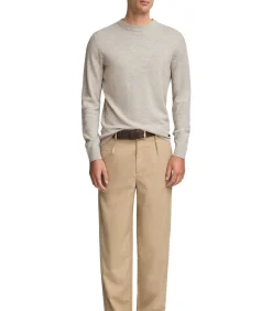 Gemêleerd beige trui van merinowol met ronde hals Heren Truien & Cardigans