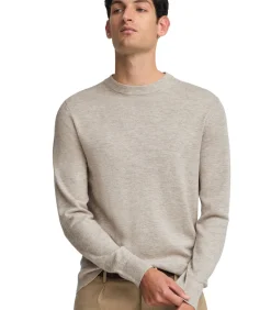 Gemêleerd beige trui van merinowol met ronde hals Heren Truien & Cardigans
