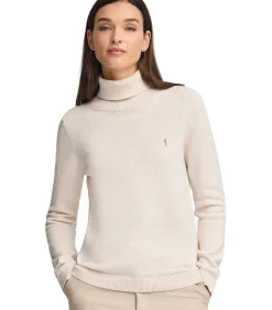 DAMES Polo Club Gemêleerd gebroken witte coltrui van wolmix met geborduurd Rigby Go-logo