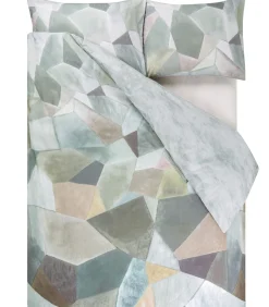 DESIGNERS GUILD Geo Moderne Pewter - Dekbedovertrek in katoen perkal met print