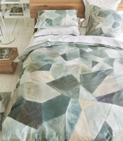 DESIGNERS GUILD Geo Moderne Pewter - Kussensloop in katoen perkal met print