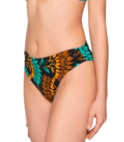 DAMES LUNA Geplooid zwembroekje 5cm EMERALD