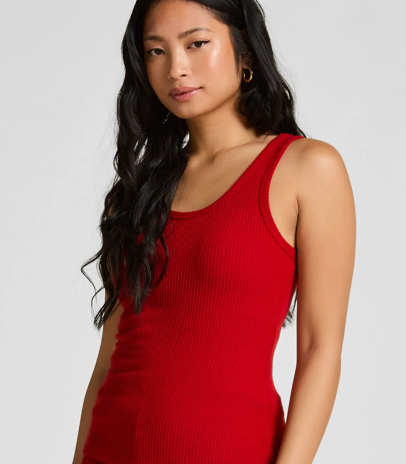 DAMES Hunkemöller Geribde singlet van geborstelde jersey