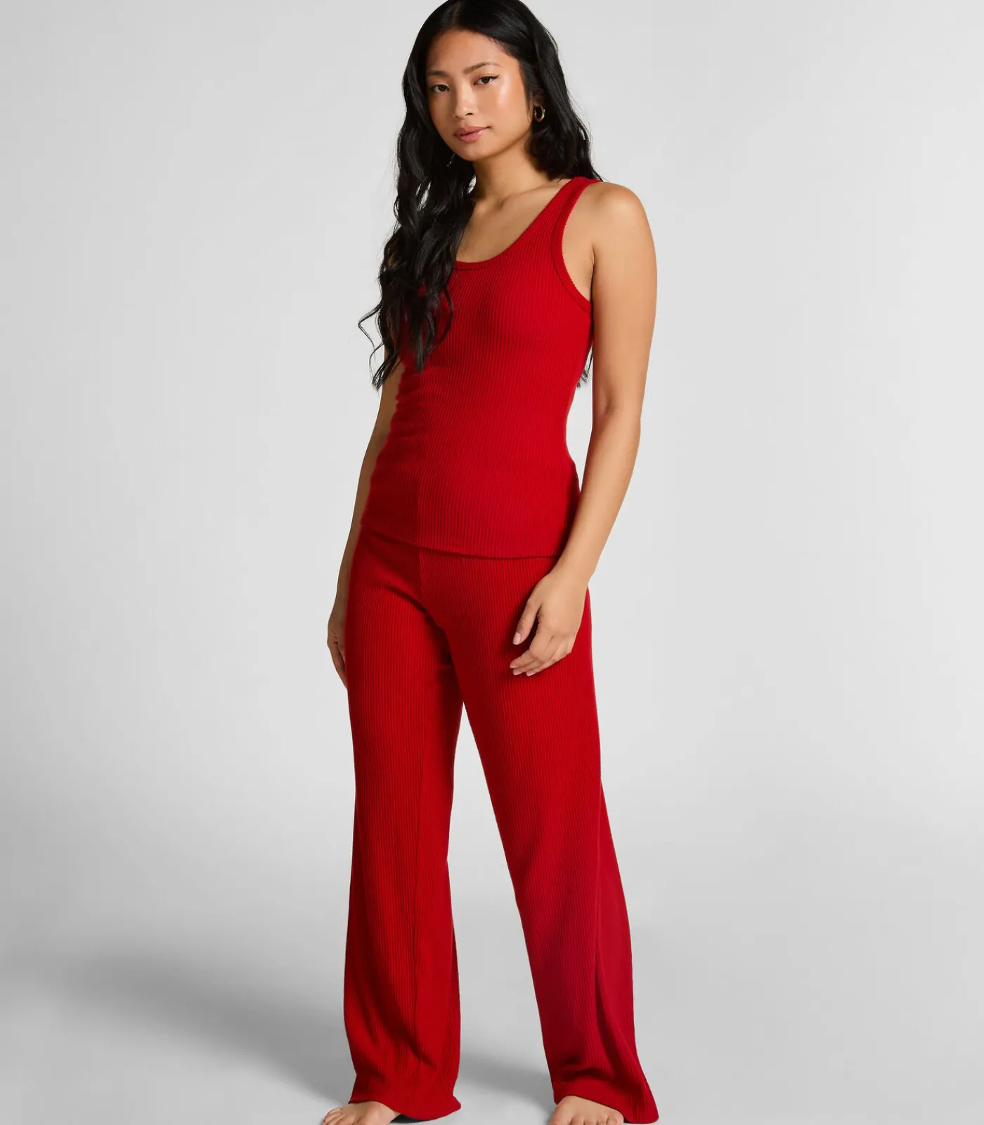 DAMES Hunkemöller Geribde singlet van geborstelde jersey