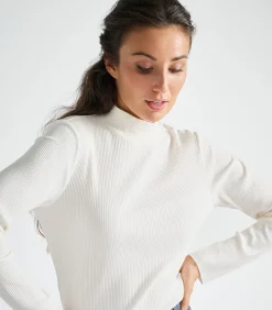 DAMES Marie Méro Geribde sous-pull in ecru